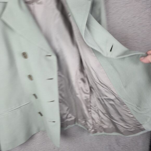 Rena Rowan Womens Silk Blazer Jacket 6P Green Double Breasted Classic Trendy - Picture 5 of 14